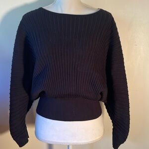 Anthropologie Black Ribbed Batwing Sweater